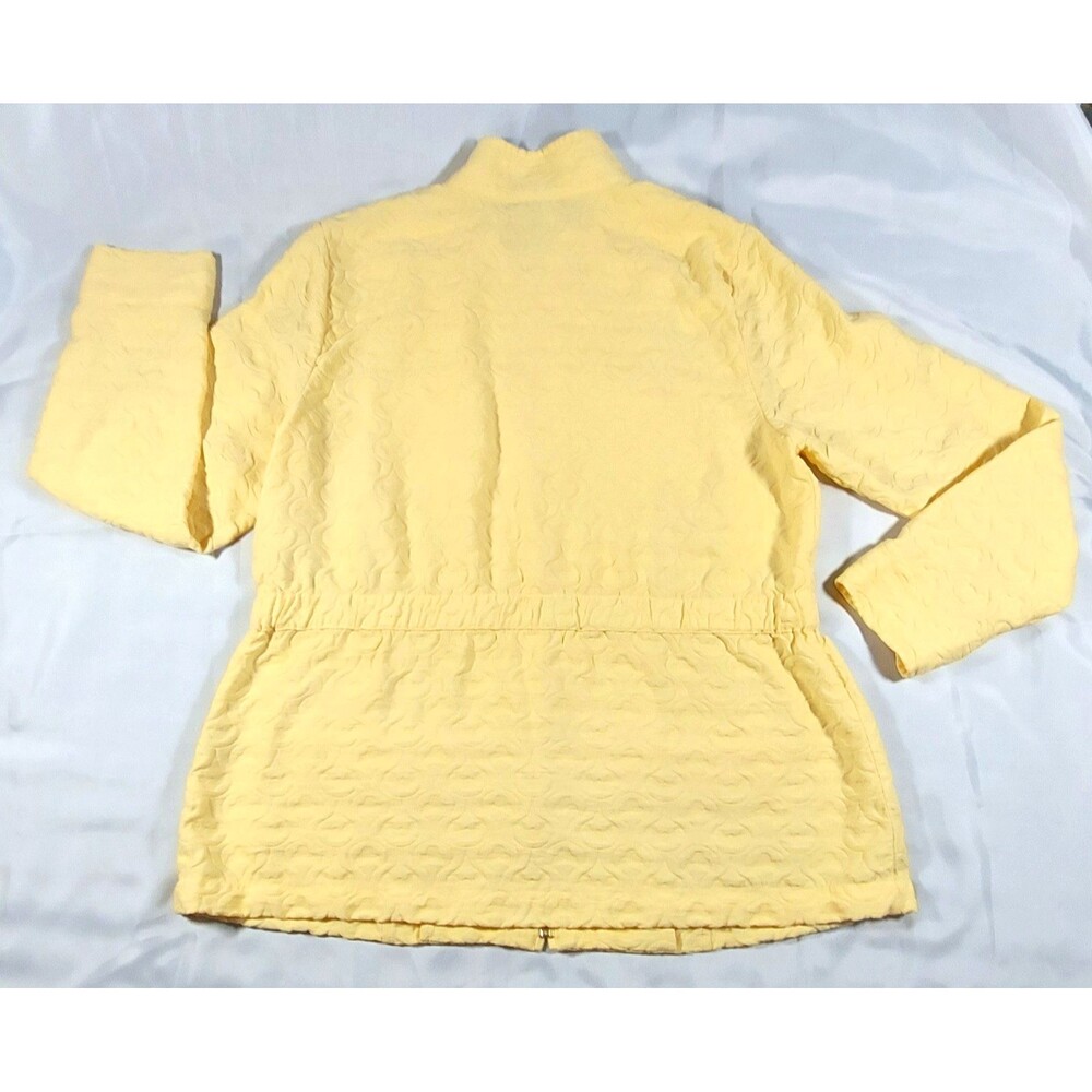 Christopher & Banks Jacket Womens Large Yellow Textured Floral Zip Lightweight - Picture 2 of 11